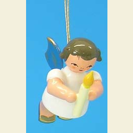 Engel mit Kerze  -  Blaue Fl�gel  -  schwebend  -  6cm
